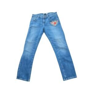 ZARA BASIC Z1975 DENIM Embroidered Flower Jeans Size 24 (US 2)